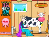 Игра Для девочек Эльза доит корову