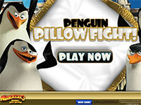 Игра Пингвины Мадагаскара Бой подушками